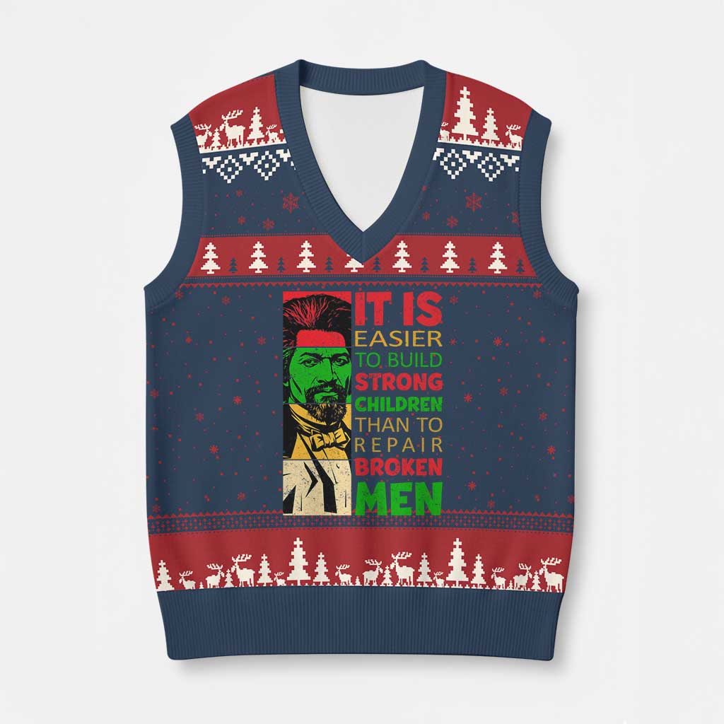 Frederick Douglass Pride Quote V-Neck Knit Sweater Vest Black History Month TS14 Navy Red Print Your Wear
