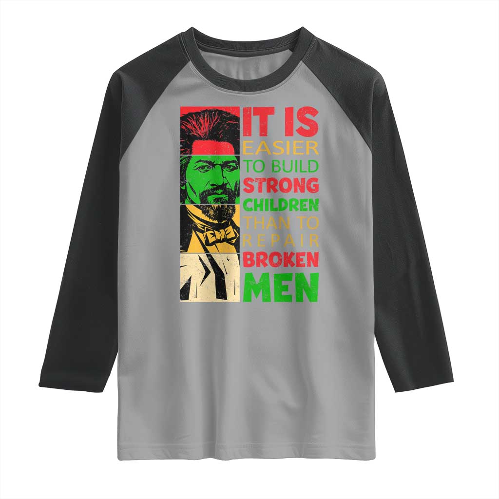 Frederick Douglass Pride Quote Raglan Shirt Black History Month TS14 Sport Gray Black Print Your Wear