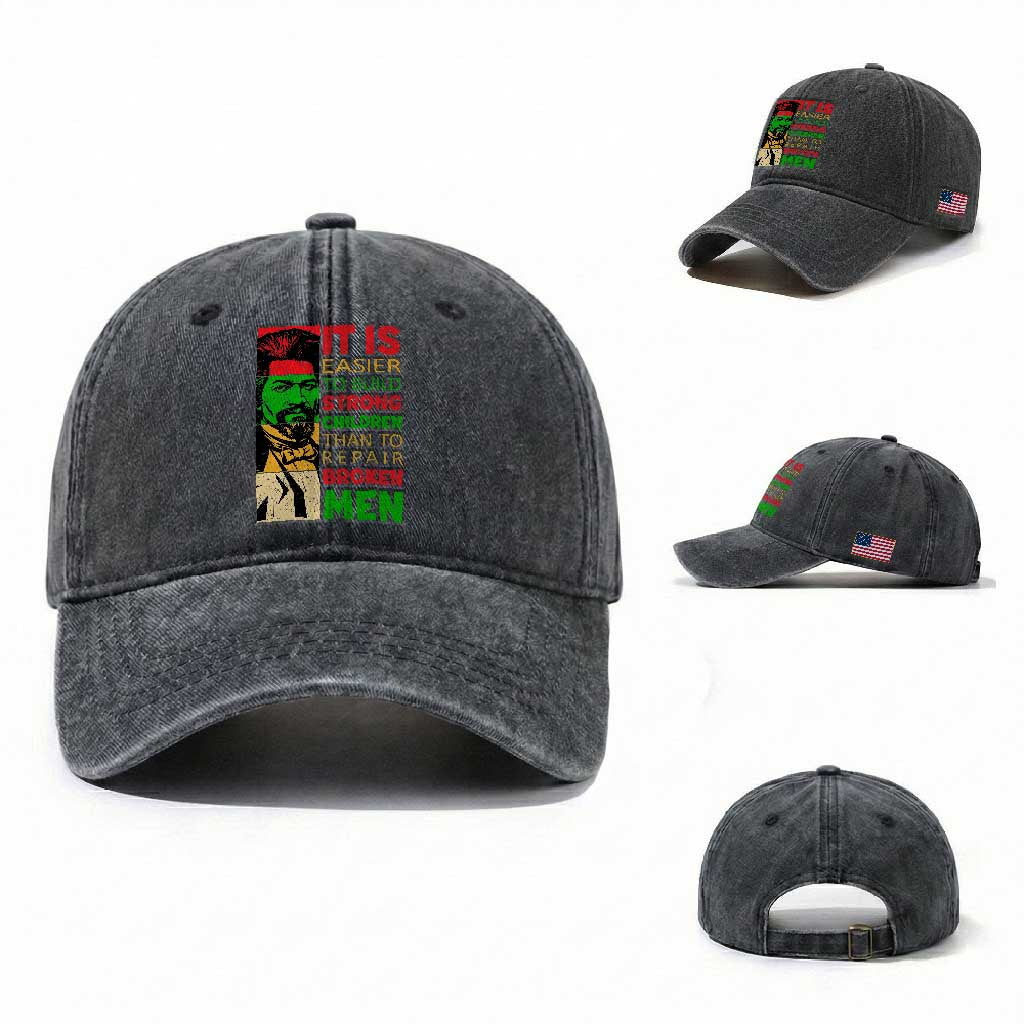 Frederick Douglass Pride Quote Washed Cotton Baseball Cap Black History Month TS14 Washed Cap Universal Fit Dark Gray Print Your Wear