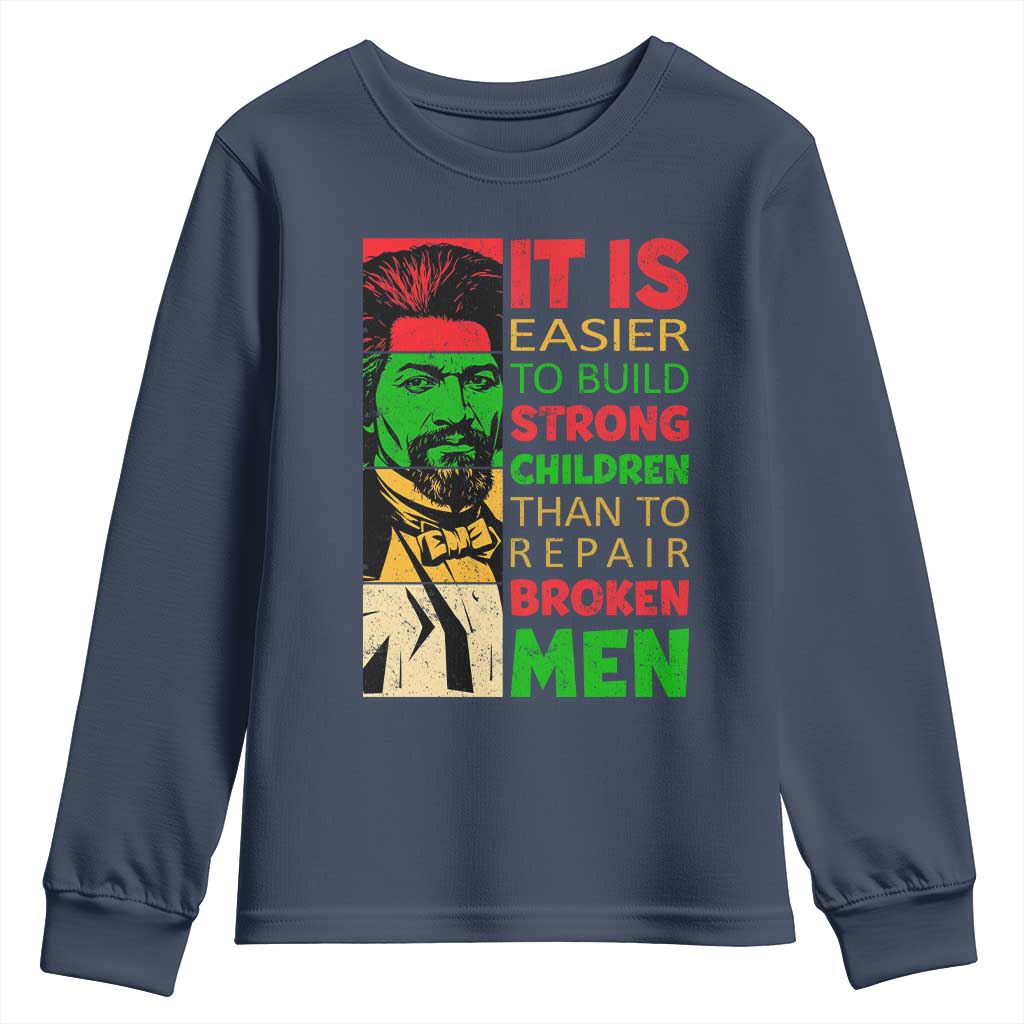 Frederick Douglass Pride Quote Youth Sweatshirt Black History Month TS14 Navy Print Your Wear