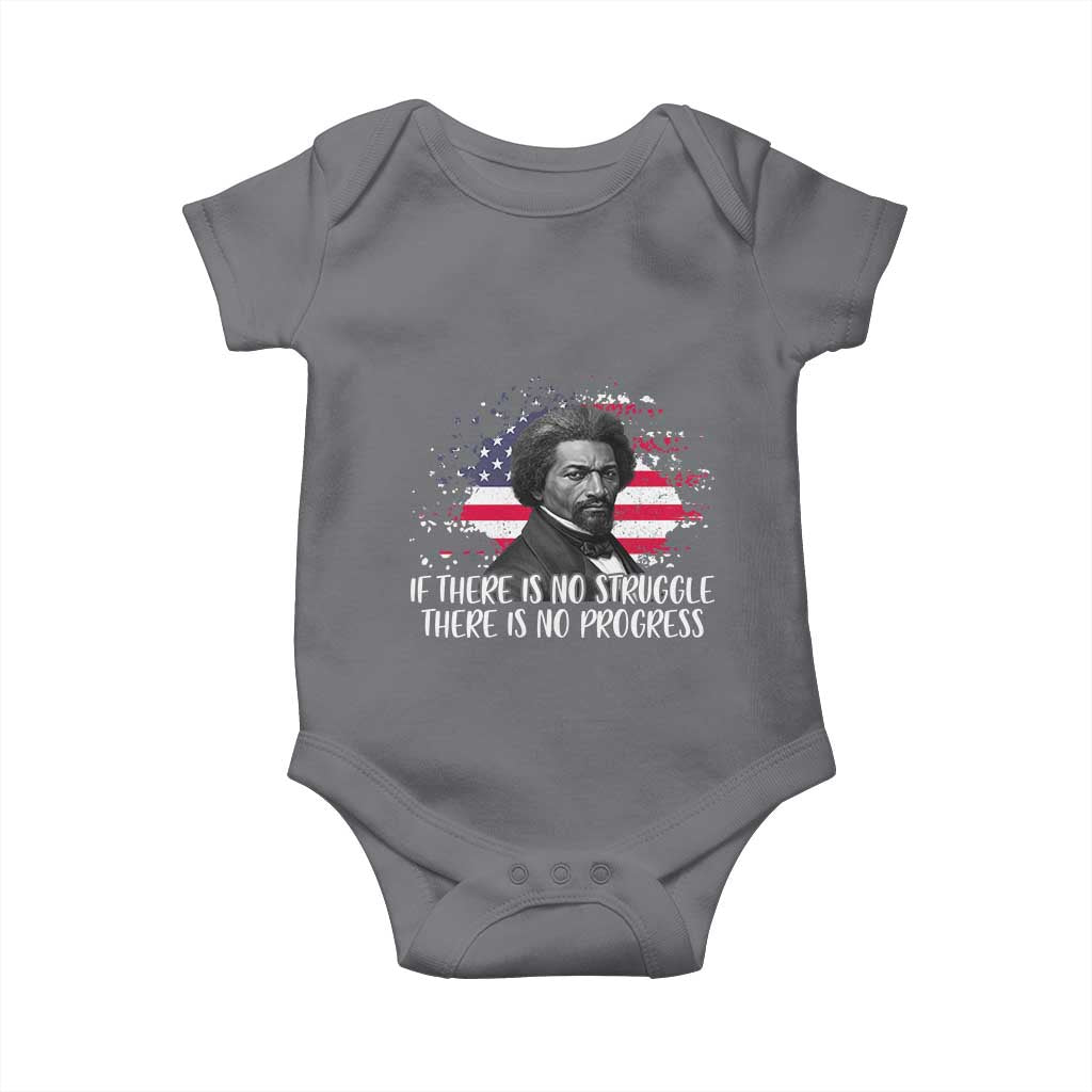 Frederick Douglass American Flag Baby Onesie Is There Is No Struggle There Is No Progress TS14 Charcoal Print Your Wear