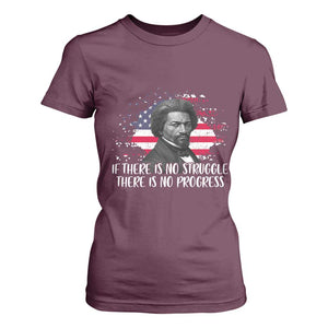Frederick Douglass American Flag T Shirt For Women Is There Is No Struggle There Is No Progress TS14 Maroon Print Your Wear