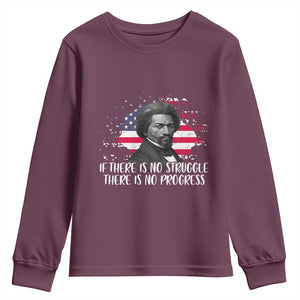 Frederick Douglass American Flag Youth Sweatshirt Is There Is No Struggle There Is No Progress TS14 Maroon Print Your Wear