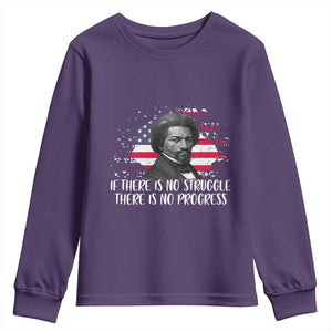Frederick Douglass American Flag Youth Sweatshirt Is There Is No Struggle There Is No Progress TS14 Purple Print Your Wear