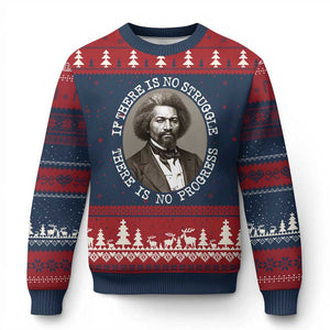 Frederick Douglass Pride Quote Ugly Christmas Sweater Is There Is No Struggle There Is No Progress TS14 Navy Red Print Your Wear