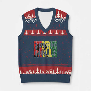 Frederick Douglass V-Neck Knit Sweater Vest Pan African Flag Black History Month TS14 Navy Red Print Your Wear