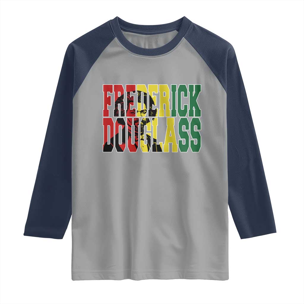 Frederick Douglass Raglan Shirt Pan African Flag Black History Month TS14 Sport Gray Navy Print Your Wear