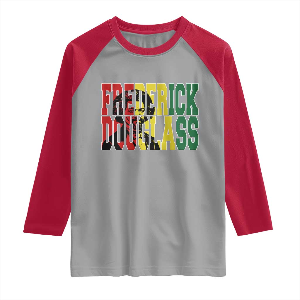 Frederick Douglass Raglan Shirt Pan African Flag Black History Month TS14 Sport Gray Red Print Your Wear