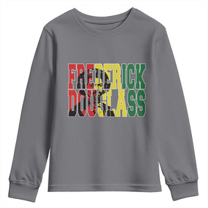 Frederick Douglass Youth Sweatshirt Pan African Flag Black History Month TS14 Charcoal Print Your Wear