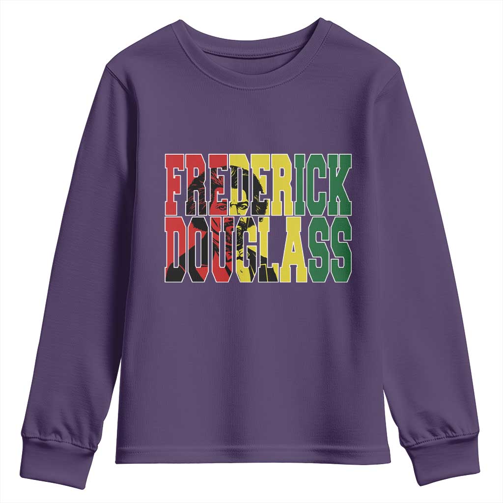 Frederick Douglass Youth Sweatshirt Pan African Flag Black History Month TS14 Purple Print Your Wear
