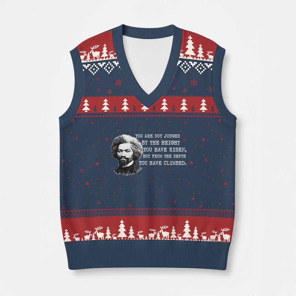 Frederick Douglass Quote V-Neck Knit Sweater Vest Black History Month TS14 Navy Red Print Your Wear