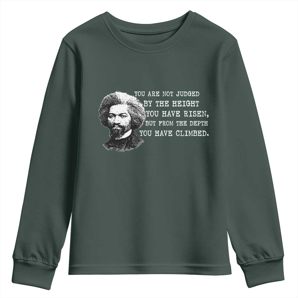 Frederick Douglass Quote Youth Sweatshirt Black History Month TS14 Dark Forest Green Print Your Wear