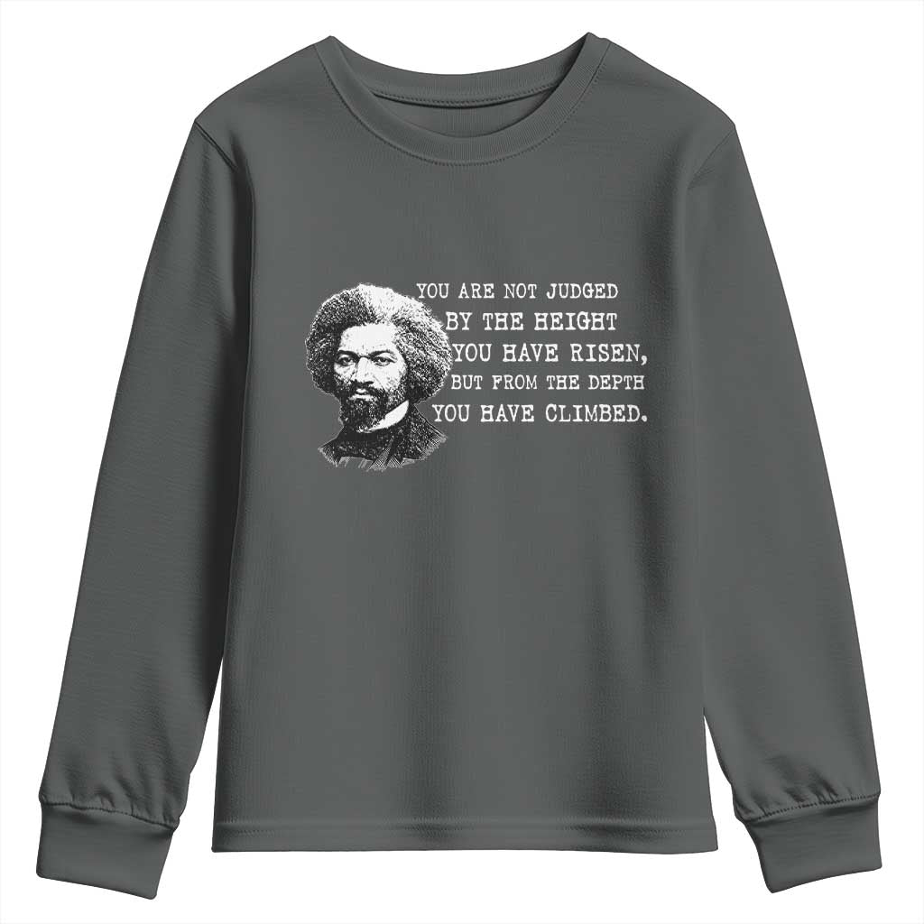 Frederick Douglass Quote Youth Sweatshirt Black History Month TS14 Dark Heather Print Your Wear