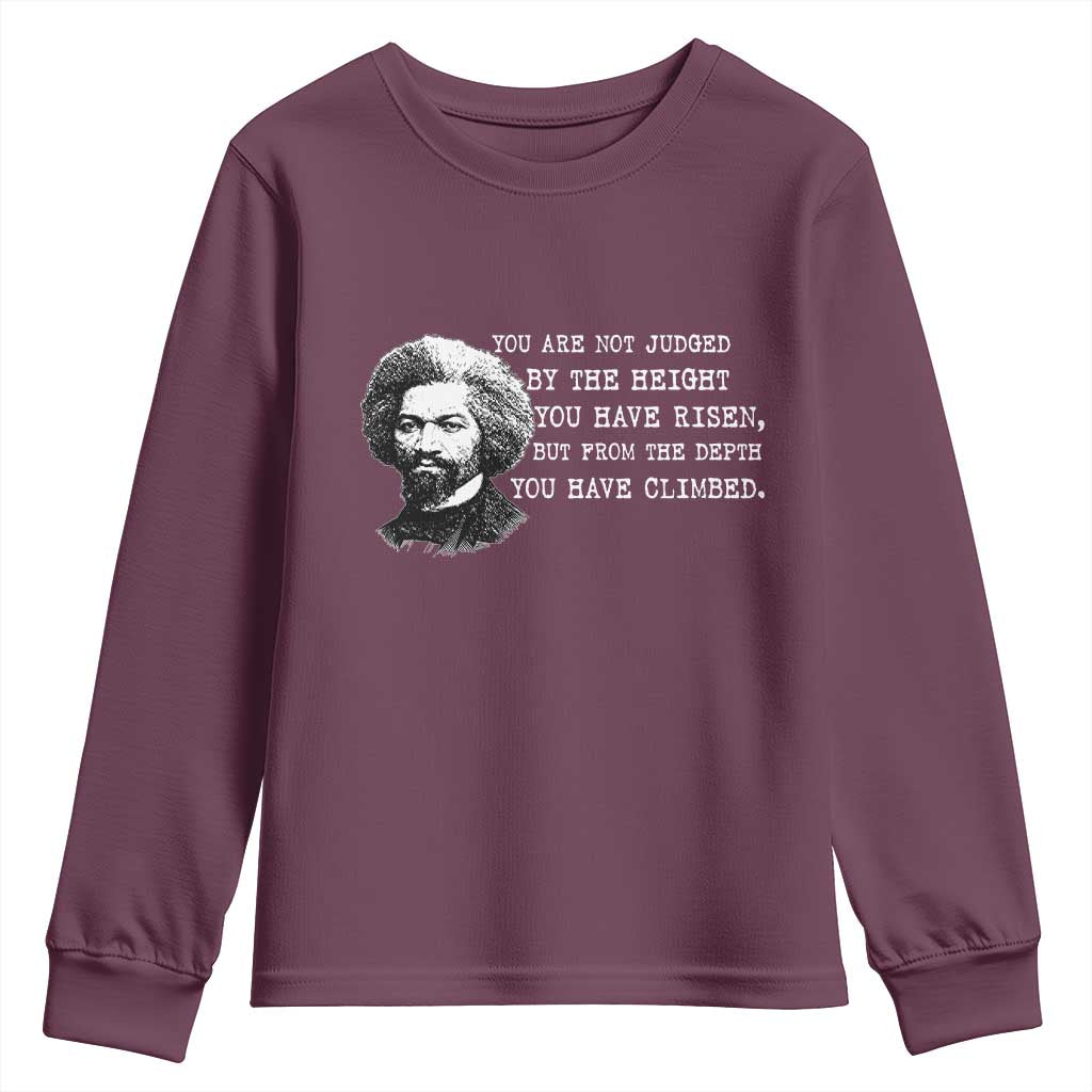 Frederick Douglass Quote Youth Sweatshirt Black History Month TS14 Maroon Print Your Wear
