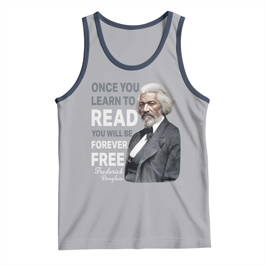Frederick Douglass Freedom Quote Tank Top Once You Learn to Read TS14 Athletic Heather Navy Print Your Wear