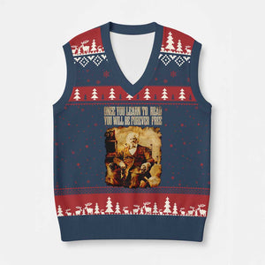 Frederick Douglass Quote V-Neck Knit Sweater Vest Once You Learn to Read TS14 Navy Red Print Your Wear