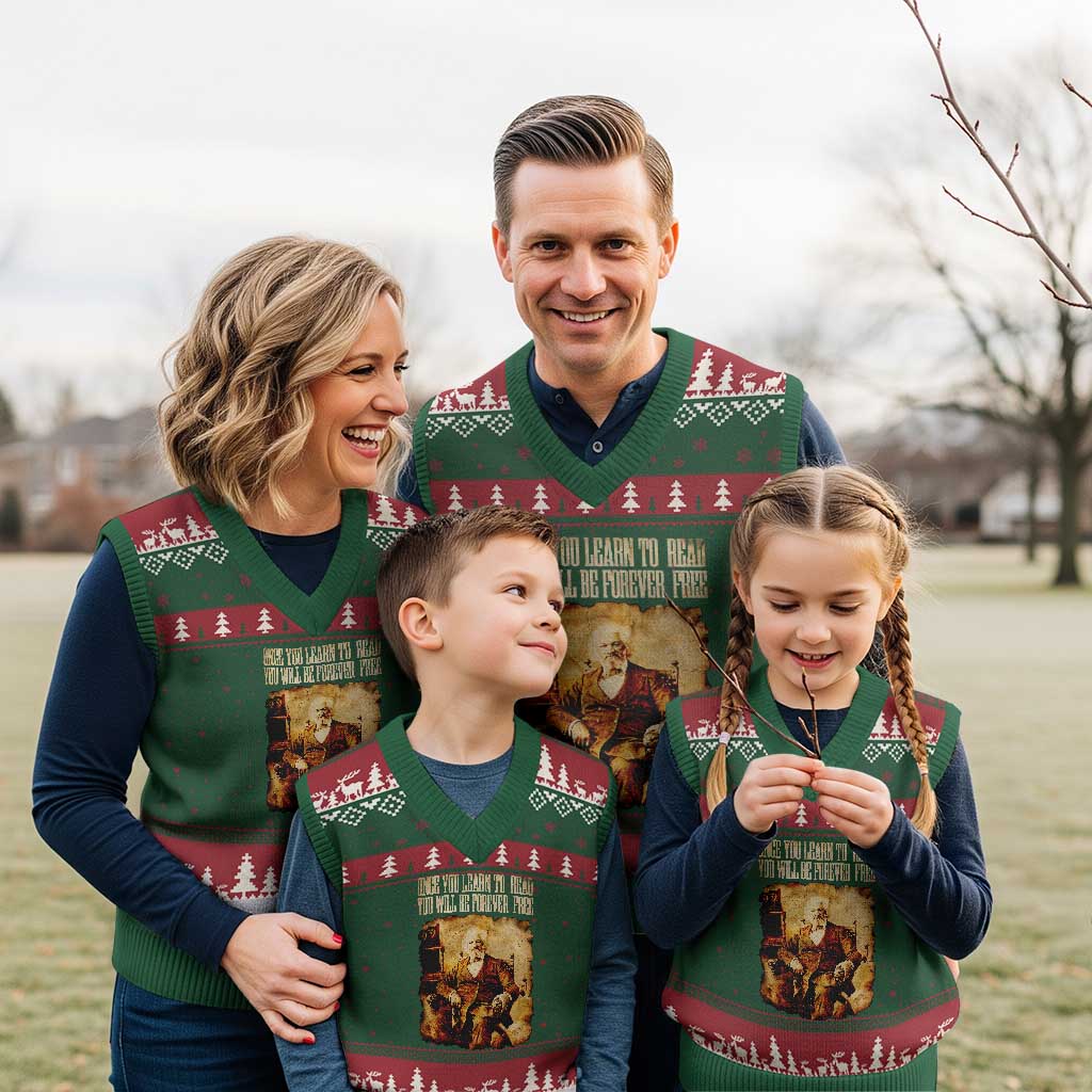 Frederick Douglass Quote V-Neck Knit Sweater Vest Once You Learn to Read TS14 Red Green Print Your Wear