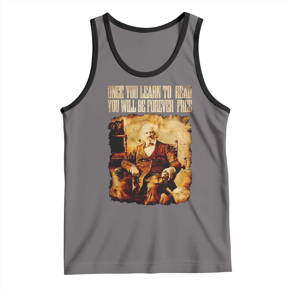 Frederick Douglass Quote Tank Top Once You Learn to Read TS14 Deep Heather Black Print Your Wear