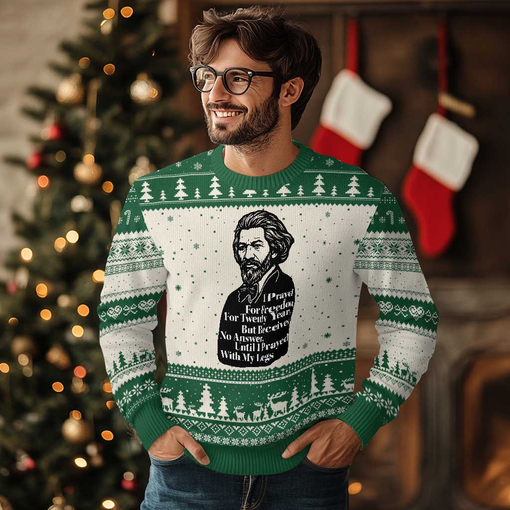 Frederick Douglass Inspirational Quote Ugly Christmas Sweater Black History Month TS14 Beige Green Print Your Wear