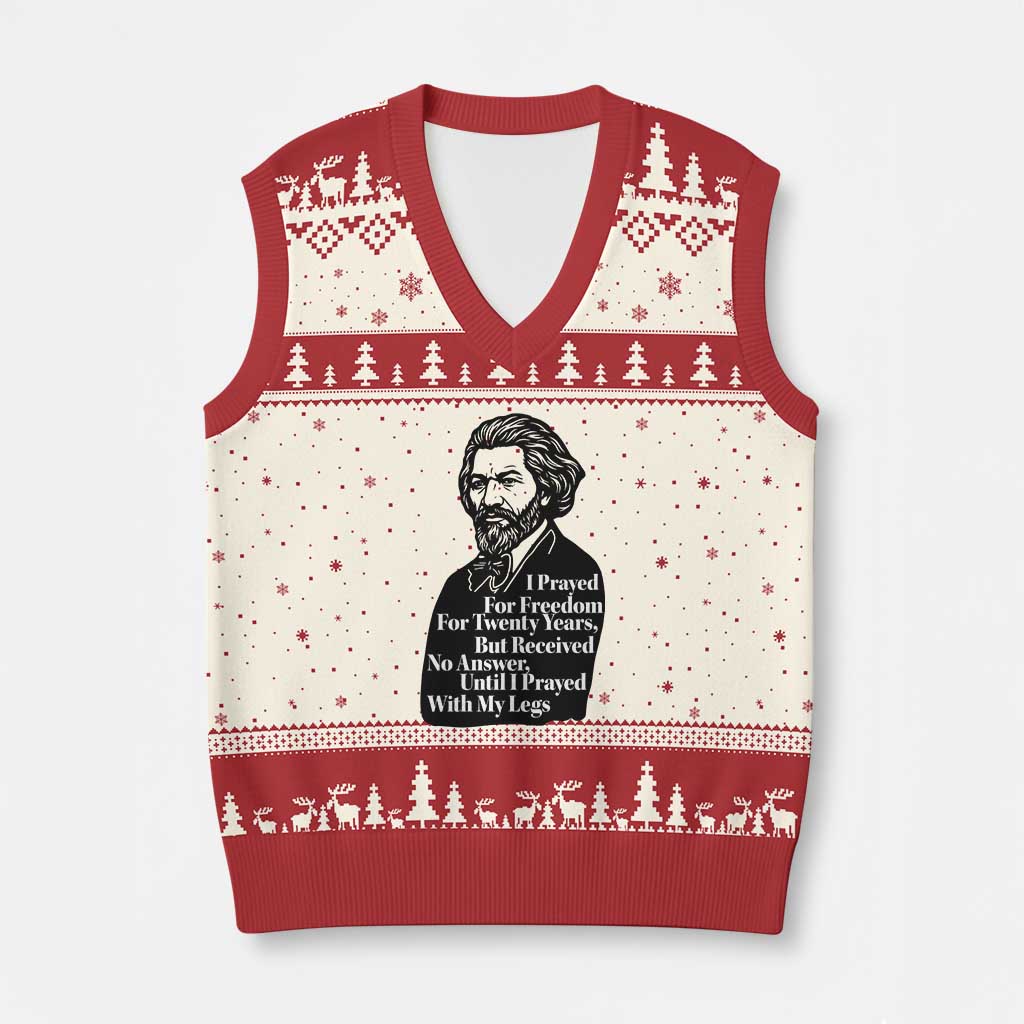 Frederick Douglass Inspirational Quote V-Neck Knit Sweater Vest Black History Month TS14 Beige Red Print Your Wear