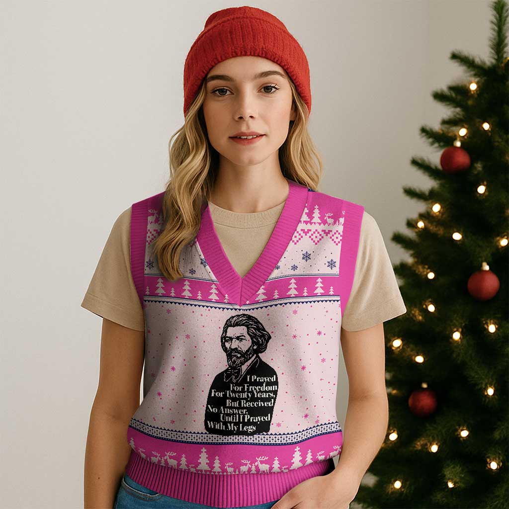 Frederick Douglass Inspirational Quote V-Neck Knit Sweater Vest Black History Month TS14 Hot Pink Print Your Wear