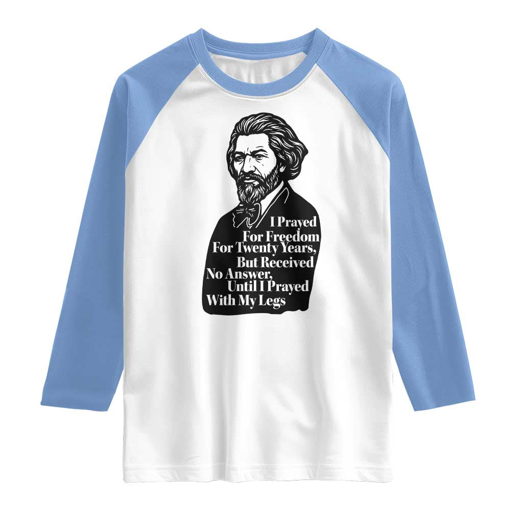 Frederick Douglass Inspirational Quote Raglan Shirt Black History Month TS14 White Carolina Blue Print Your Wear