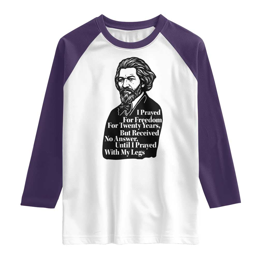 Frederick Douglass Inspirational Quote Raglan Shirt Black History Month TS14 White Purple Print Your Wear