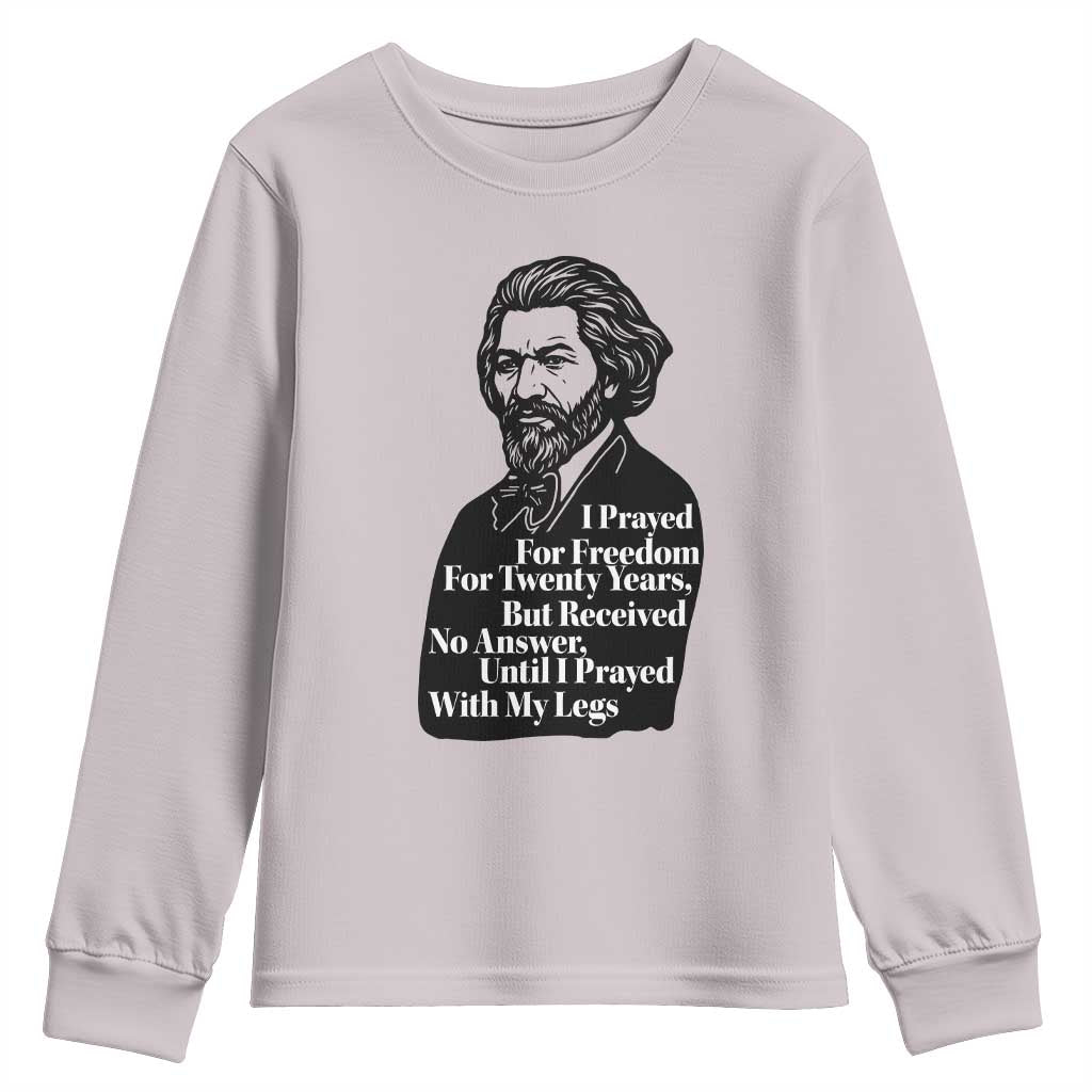Frederick Douglass Inspirational Quote Youth Sweatshirt Black History Month TS14 Ice Gray Print Your Wear