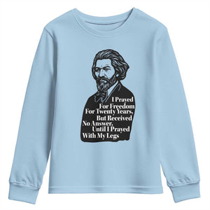 Frederick Douglass Inspirational Quote Youth Sweatshirt Black History Month TS14 Light Blue Print Your Wear
