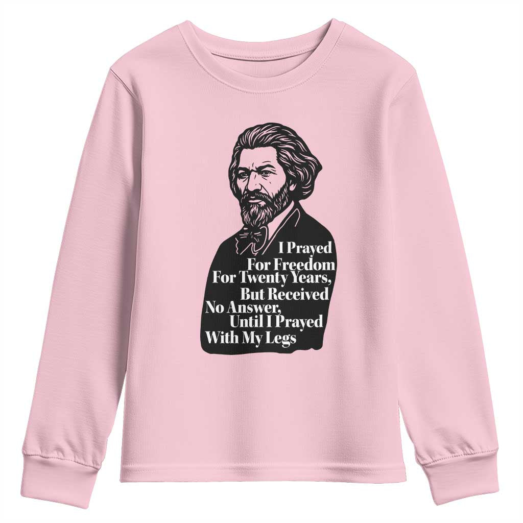 Frederick Douglass Inspirational Quote Youth Sweatshirt Black History Month TS14 Light Pink Print Your Wear