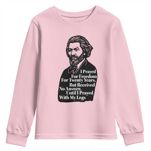 Frederick Douglass Inspirational Quote Youth Sweatshirt Black History Month TS14 Light Pink Print Your Wear