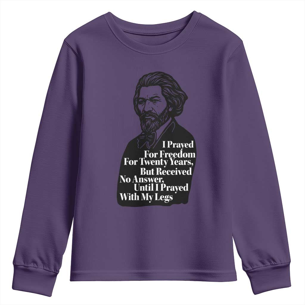 Frederick Douglass Inspirational Quote Youth Sweatshirt Black History Month TS14 Purple Print Your Wear