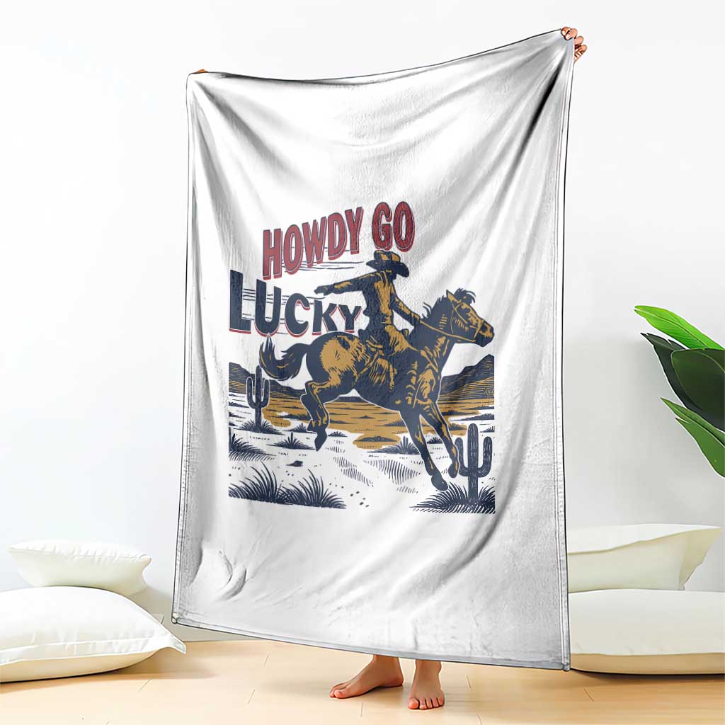 Howdy Go Lucky Throw Blanket Funny Cowboy St Patrick's Day TS14 Print Your Wear