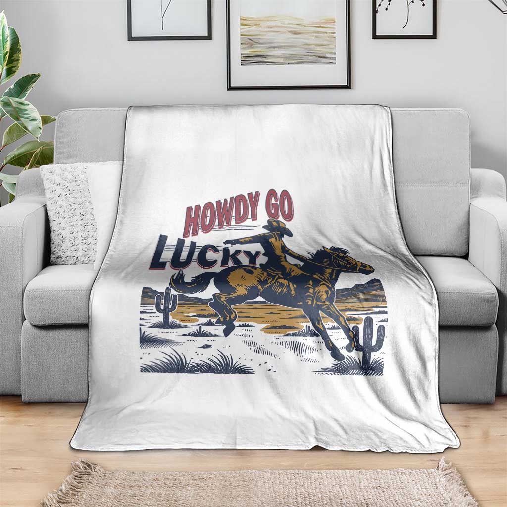 Howdy Go Lucky Throw Blanket Funny Cowboy St Patrick's Day TS14 Print Your Wear