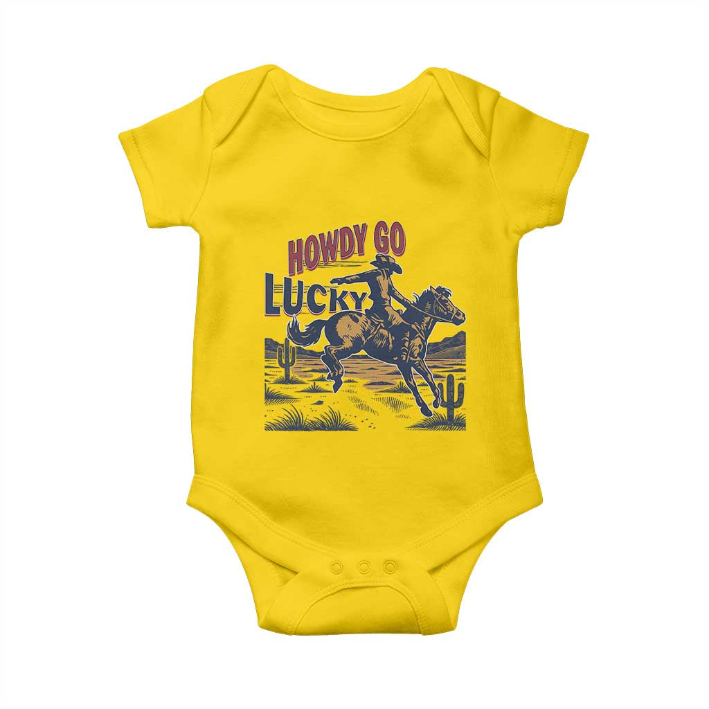 Howdy Go Lucky Baby Onesie Funny Cowboy St Patrick's Day TS14 Daisy Print Your Wear