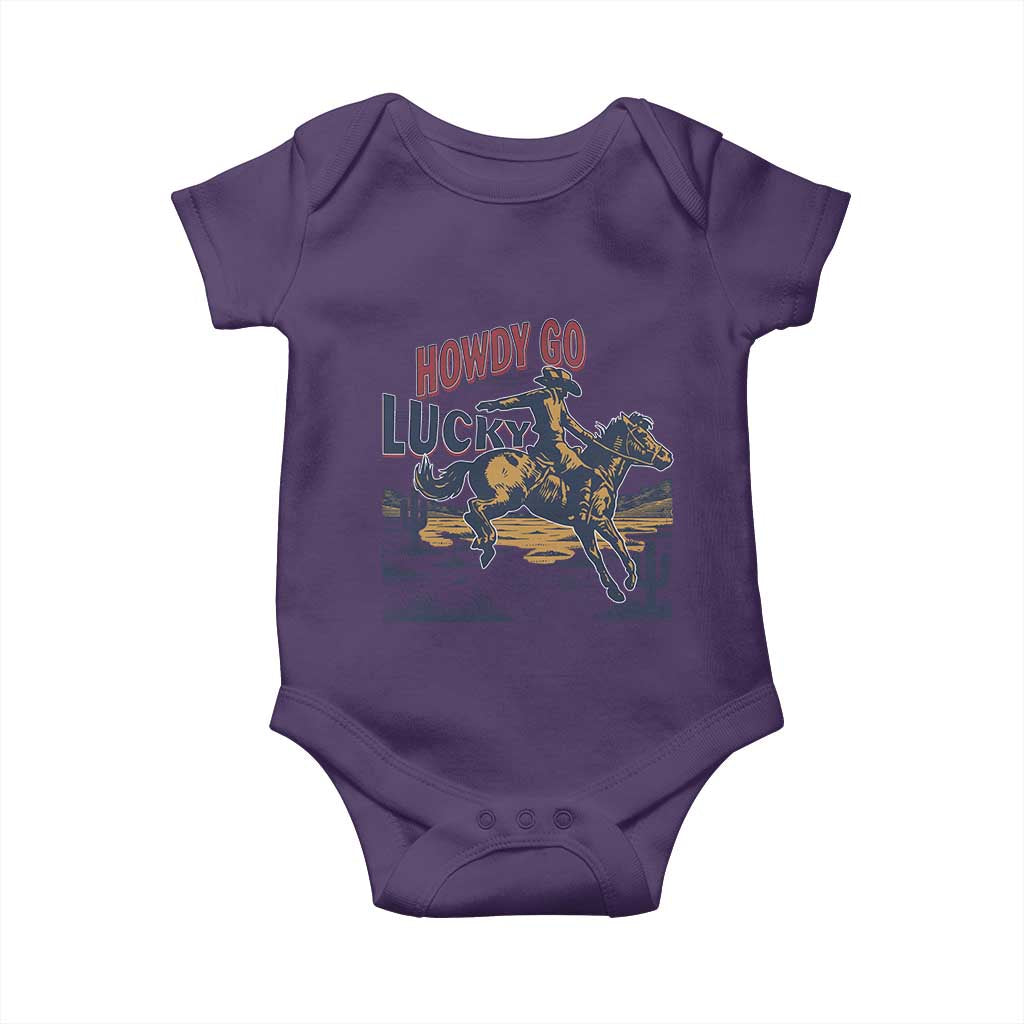 Howdy Go Lucky Baby Onesie Funny Cowboy St Patrick's Day TS14 Purple Print Your Wear