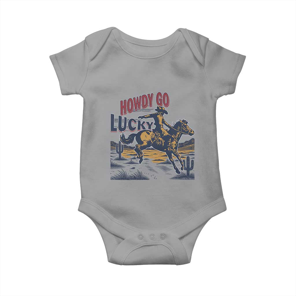 Howdy Go Lucky Baby Onesie Funny Cowboy St Patrick's Day TS14 Sport Gray Print Your Wear