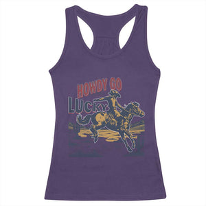 Howdy Go Lucky Racerback Tank Top Funny Cowboy St Patrick's Day TS14 Purple Print Your Wear
