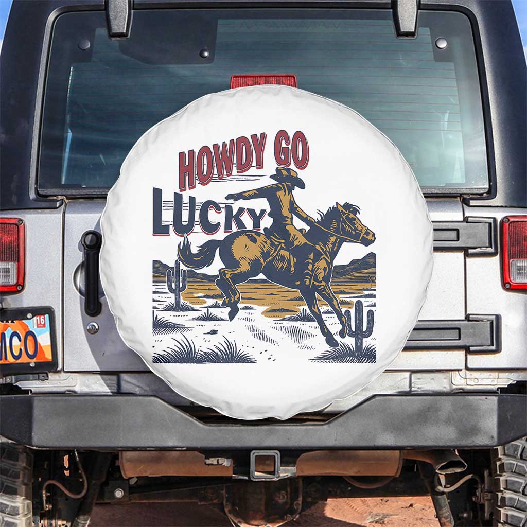 Howdy Go Lucky Spare Tire Cover Funny Cowboy St Patrick's Day TS14 No hole White Print Your Wear