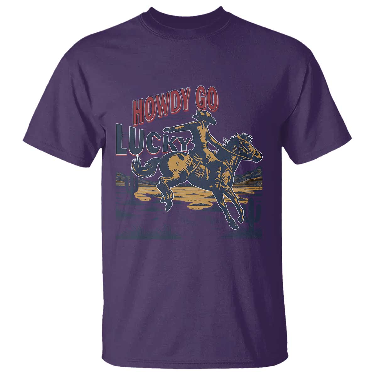 Howdy Go Lucky T Shirt Funny Cowboy St Patrick's Day TS14 Purple Print Your Wear