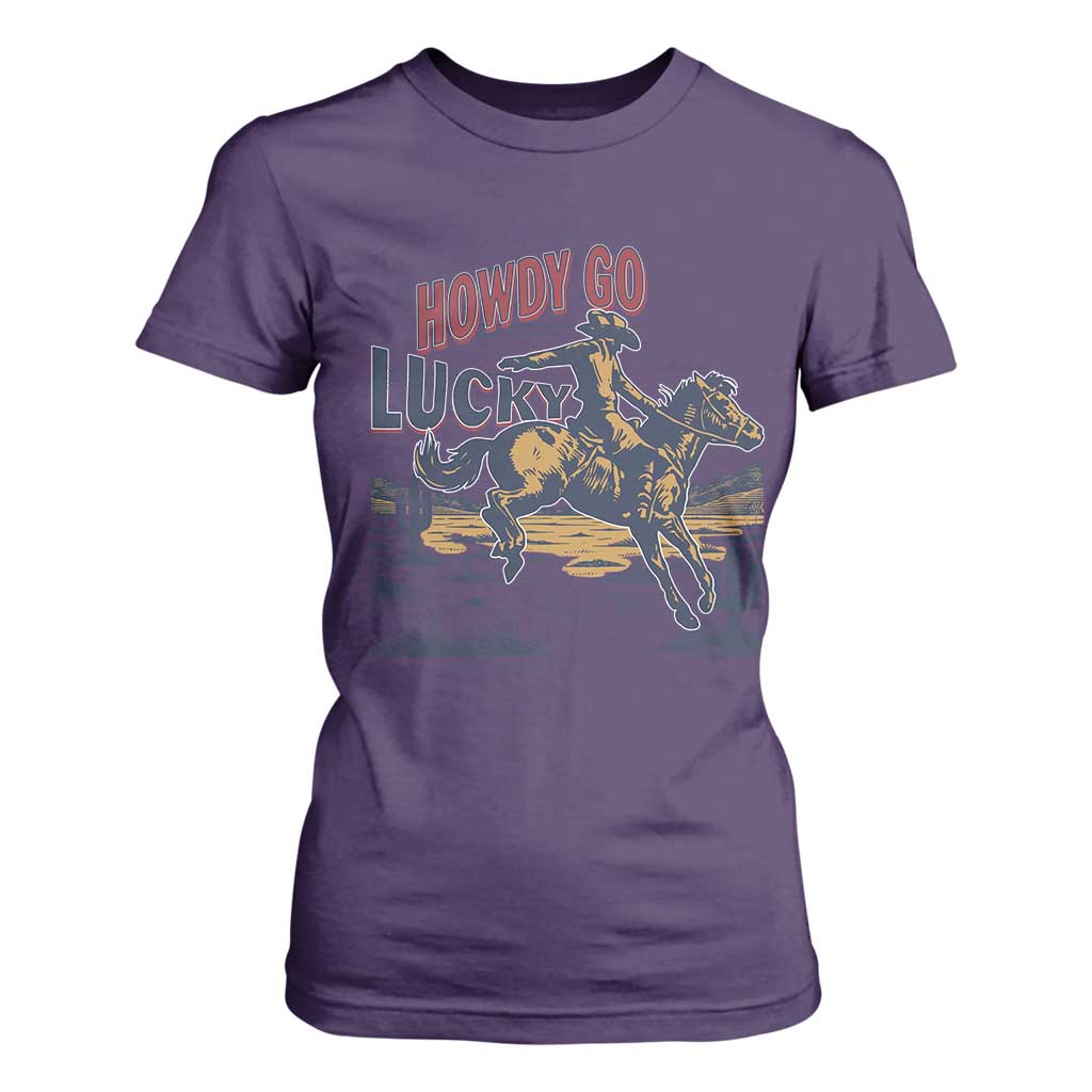 Howdy Go Lucky T Shirt For Women Funny Cowboy St Patrick's Day TS14 Purple Print Your Wear