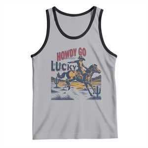 Howdy Go Lucky Tank Top Funny Cowboy St Patrick's Day TS14 Athletic Heather Black Print Your Wear