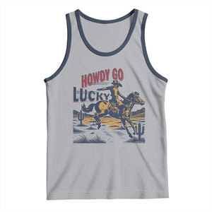 Howdy Go Lucky Tank Top Funny Cowboy St Patrick's Day TS14 Athletic Heather Navy Print Your Wear