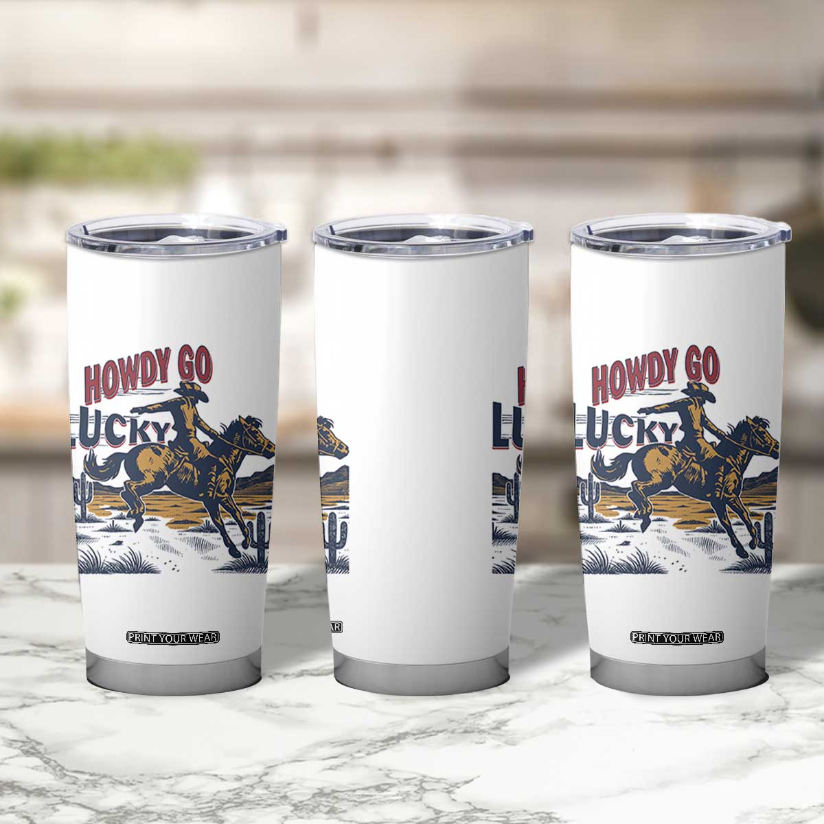 Howdy Go Lucky Tumbler Cup Funny Cowboy St Patrick's Day TS14 Print Your Wear