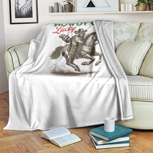Howdy Go Lucky Throw Blanket Cowboy Raccoon St Patrick's Day TS14 Print Your Wear