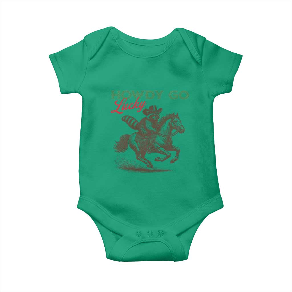 Howdy Go Lucky Baby Onesie Cowboy Raccoon St Patrick's Day TS14 Irish Green Print Your Wear