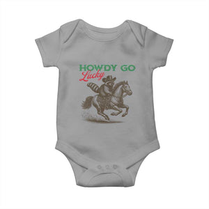 Howdy Go Lucky Baby Onesie Cowboy Raccoon St Patrick's Day TS14 Sport Gray Print Your Wear