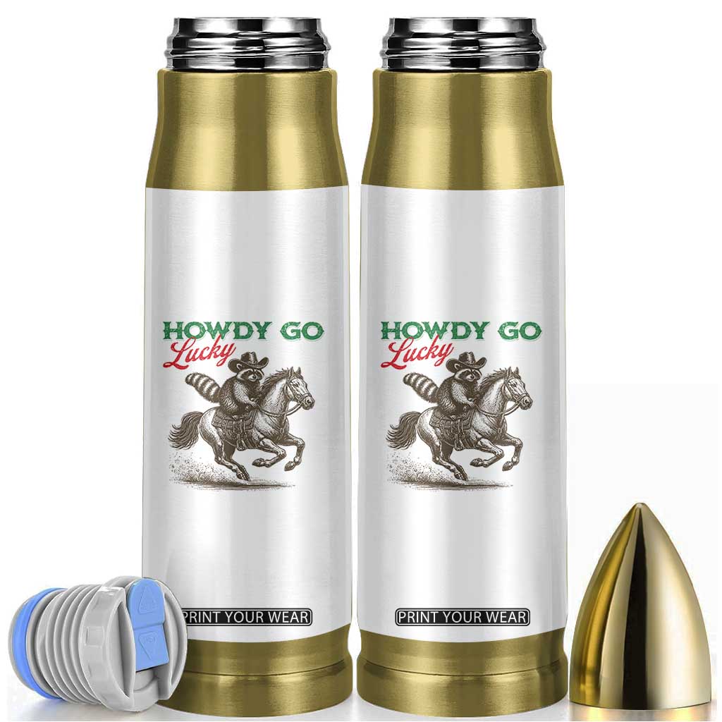 Howdy Go Lucky Bullet Tumbler Cowboy Raccoon St Patrick's Day TS14 White Print Your Wear