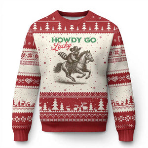 Howdy Go Lucky Ugly Christmas Sweater Cowboy Raccoon St Patrick's Day TS14 Beige Red Print Your Wear