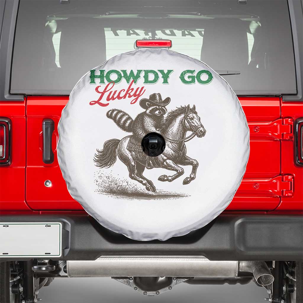 Howdy Go Lucky Spare Tire Cover Cowboy Raccoon St Patrick's Day TS14 White Print Your Wear